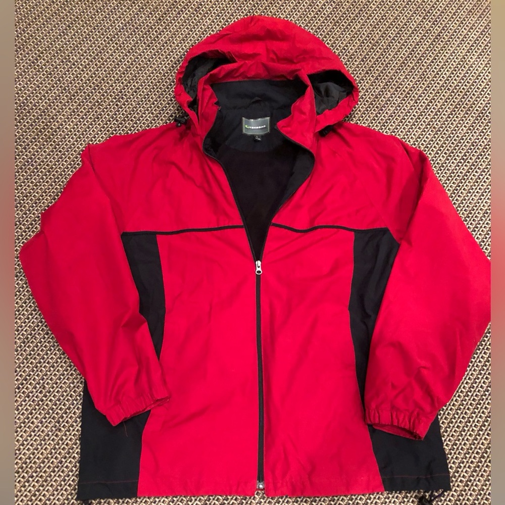 🔴Tek Gear Full Zip Lined Cotton Shell Sporty Athleisure Hooded Windproof Jacket